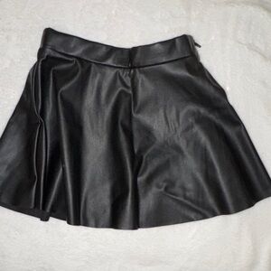 H&M Black Faux Leather Flared Skirt